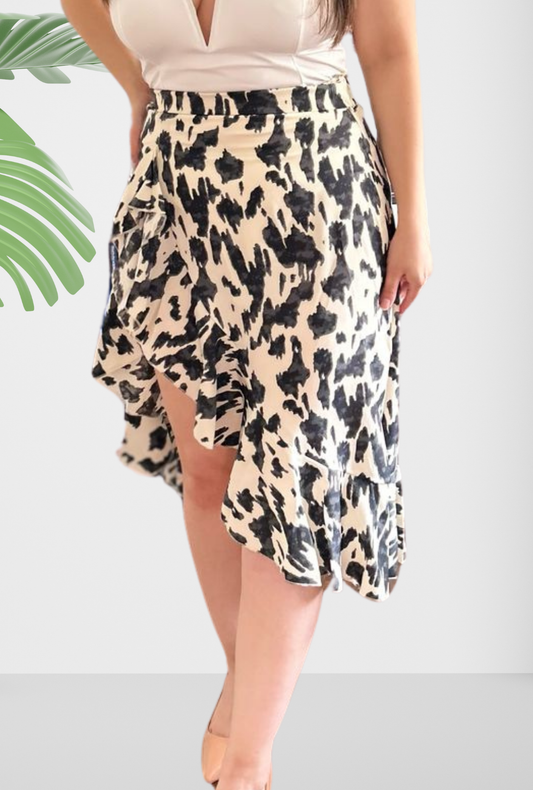 Falda midi estampada con vuelos